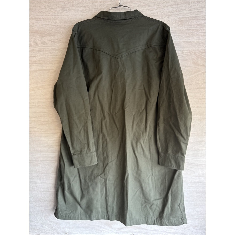 Lee brand Modern- Western Pearl Snap long-sleeve olive green shirt dress SzXL - Picture 7 of 7
